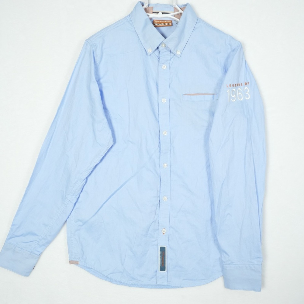 Porsche Design Drivers Selection 2016 Men's M Blue Legends Of 1963 Button Shirt‎